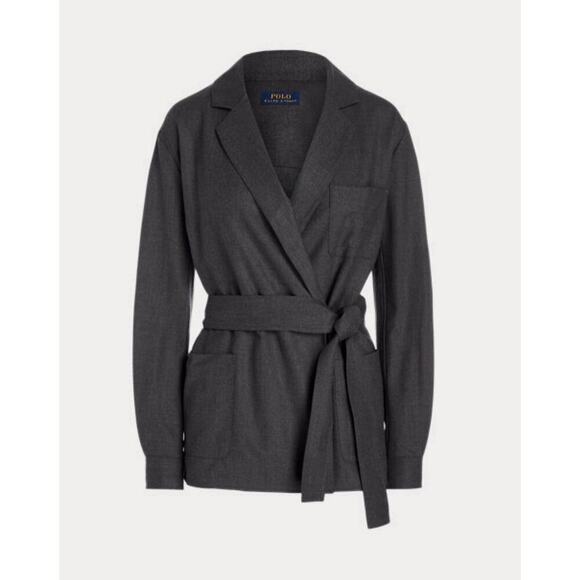 Ralph Lauren Women’s Belted Stretch Wool Flannel Wrap Top Cardigan Jacket 6 NWT - Picture 6 of 12